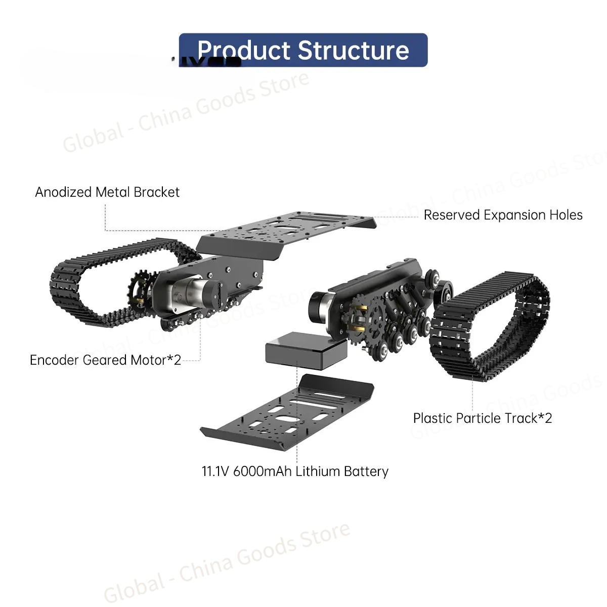 Hiwonder Chasis con orugas Cha - Tracked Robot Chassis reseña y precio