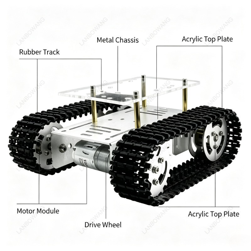 Chasis de Tanque de Orugas Min - Tracked Robot Chassis reseña y precio
