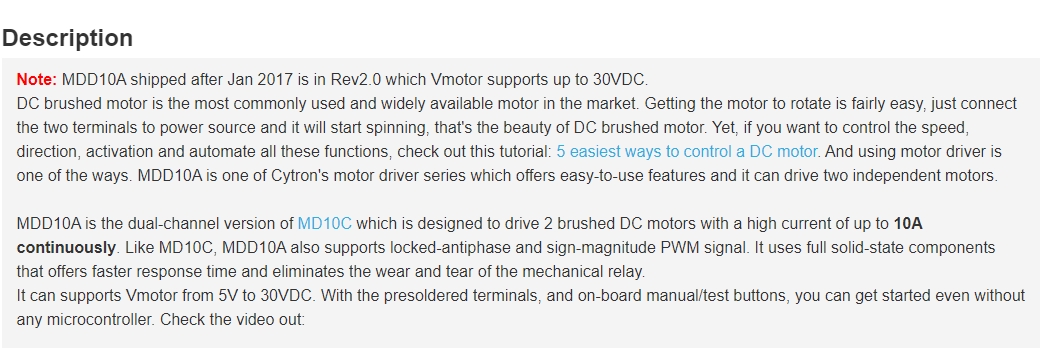MDD10A 10Amp 5V-30V Controlado - Motor Driver Module reseña y precio