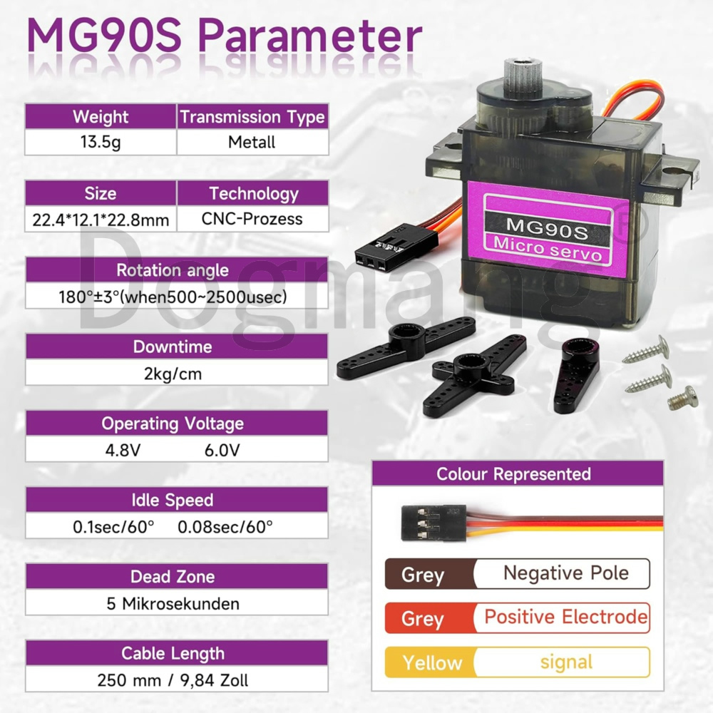 Servo MG90S, 1/2/4/10/20/50 Ud - Micro Servo reseña y precio
